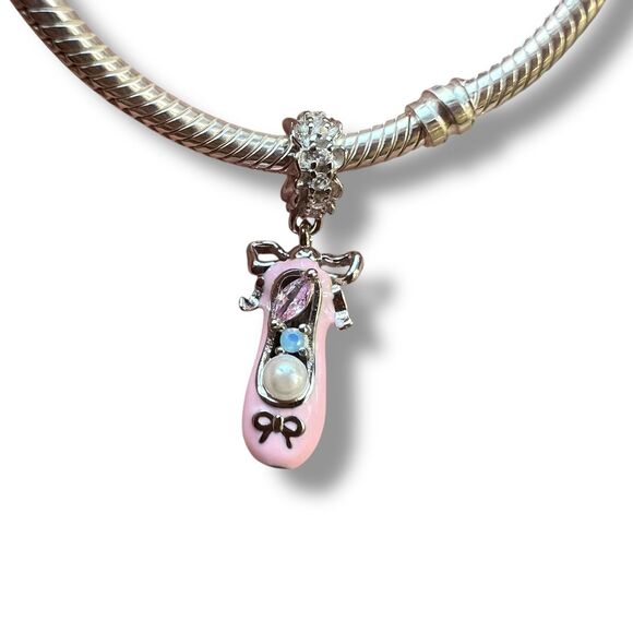 Pointe Shoe Balletcore S925 Sterling Silver Pandora Moments Compatible Charm - Picture 11 of 11